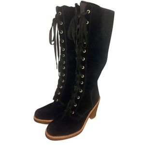 UGG  Aubree Lace Up Black Knee High Boots